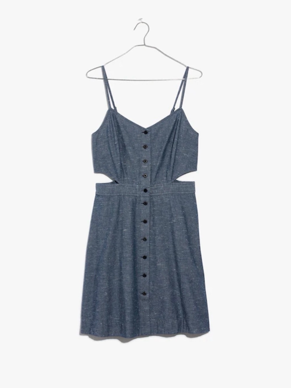 Madewell Blue Chambray Cutout Cami Mini Dress 100% Cotton Sz 2 - Picture 4 of 12